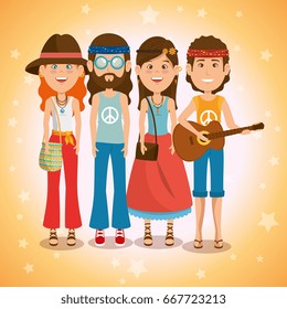 hippie people cartoon
