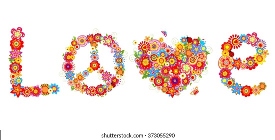 Hippie print with colorful flowers