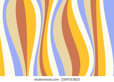 Hippie print with a psychedelic checkerboard lines. Cute wavy 70s art