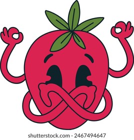 Hippie Psychedelic Character with Vintage Cartoon Style. Isolated Vector Illustration.
