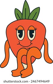 Hippie Psychedelic Character with Vintage Cartoon Style. Isolated Vector Illustration.