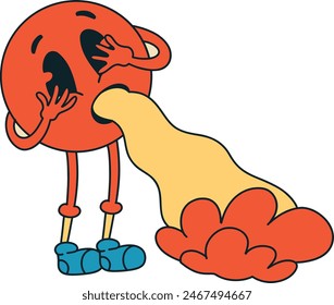 Hippie Psychedelic Character with Vintage Cartoon Style. Isolated Vector Illustration.