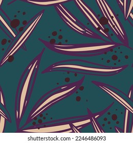 Hippie Repeated Tropical Vintage Flora Fabrics Print. Green Seamless Classic Beautiful Hawaiian Template Vector. Blue Repetitive Abstract Tree Textile Design.