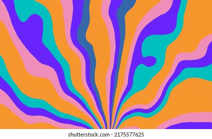 Hippie retro the 1970s-style background in a psychedelic trippy aesthetics and bright acidic colors.