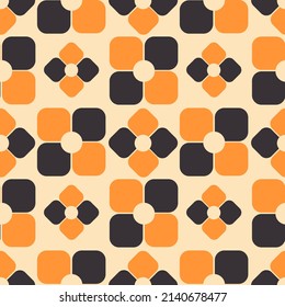 Hippie retro seamless pattern with groovy flowers. 70s style vintage floral ornament background. Vector illustartion great for web design, fashion print, textile, poster