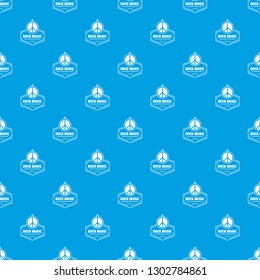 Hippie rock music pattern vector seamless blue repeat for any use