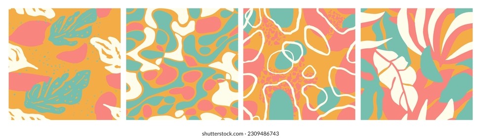 Hippie Seamless Abstract Garden Element Backdrop. Bright Repetitive Elegant Decorative Shape, Seamless Pattern. Yellow Endless Contemporary Organic Leaves Design. 