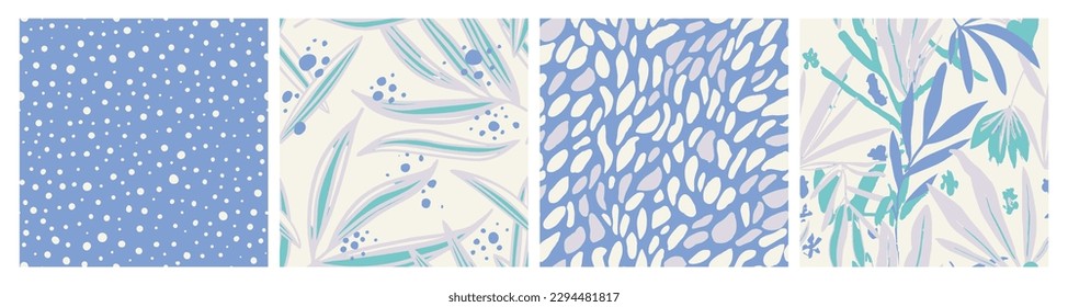 Hippie Seamless Abstract Isolated Paint Pattern. Pink Repeated Doodle Simple Lines, Seamless Set. Vivid Endless Color Palm Element Texture. 