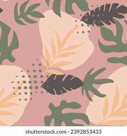 Hippie Seamless Classic Natural Decor Art. Green Endless Decoration Branch Quill, Seamless Vector. White Continuous Summer Trendy Watercolor Texture. 