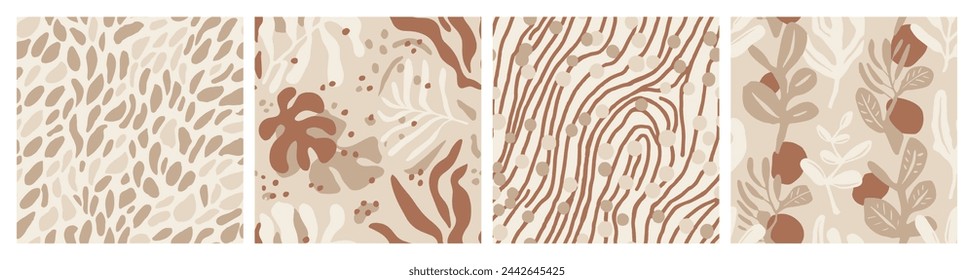Hippie Seamless Color Modern Textile Collection. Purple Seamless Classic Decorative Ornament, Seamless Vector. Dark Continuous Fashion Blossom Leaves Set. 