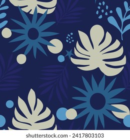 Hippie Seamless Color Simple Paint Art. Pastel Endless Contemporary Tropic Quill, Seamless Background. Vivid Continuous Summer Blossom Artwork Design. 