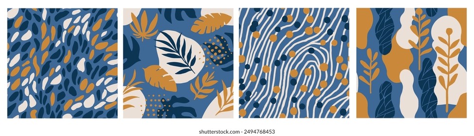 Hippie Seamless Creative Beautiful Invitation Pattern. Dark Repetitive Elegant Decorative Leaves, Seamless Collection. Vivid Repeated Classic Beach Lines Wallpaper. 