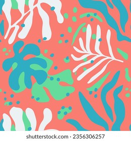 Hippie Seamless Creative Branch Leaves Art. Yellow Seamless Decoration Tree Paint, Seamless Design. Gradient Endless Doodle Modern Element Background. 