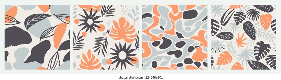 Hippie Seamless Creative Garden Style. Invitación Artística Contemporánea Intensa Y Repetida, Papel De Techo Sin Maravillas. Palm Repetitiva Naranja Abstracta Deja Arte. 