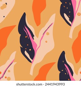 Hippie Seamless Doodle Plant Illustration Backdrop. Dark Continuous Elegant Retro Textile, Seamless Wallpaper. Green Seamless Summer Bloom Artwork Design. 