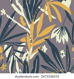 Hippie Seamless Elegant Blossom Style Pattern. White Repetitive Contemporary Garden Paint, Seamless Background. Blue Continuous Nature Beach Surface Art. 
