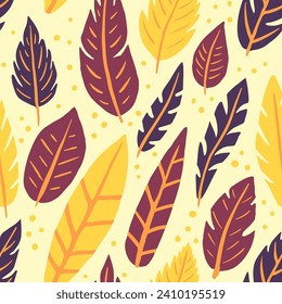 Hippie Seamless Native Quill Shape Hintergrund. rosafarbene, wiederholte grafische Federn Einladung, Nahtloser Druck. Pastellfarbene, nahtlose, klassische Plumage Illustration Textur. Plumpe