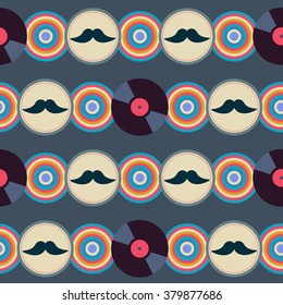 hippie seamless vector pattern with vinyl