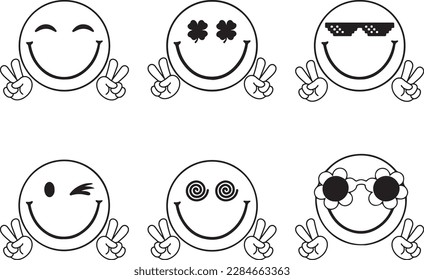 Hippie Smile Face Leopard. Happy faces icon. Vector illustration.