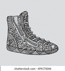  Hippie sneakers in zentangle style.