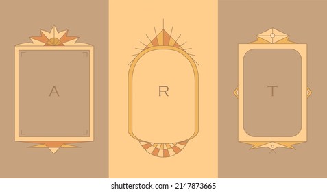 Hippie style frames and borders with copy space for text - vector design templates.