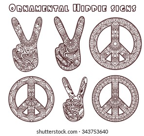 Hippie style. Ornamental watercolor background. Love and Music with hand-written fonts, hand-drawn doodle background and textures. vector illustration. 