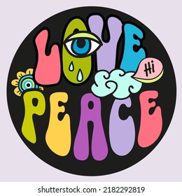 hippie style print for t shirt, sticker, poster, banner, clothing, label