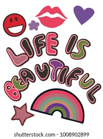 hippie style slogan. sixties retro patches.