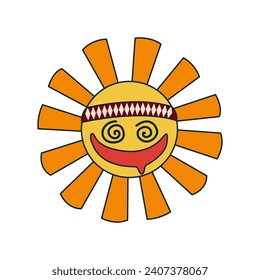 Hippie sun on white background