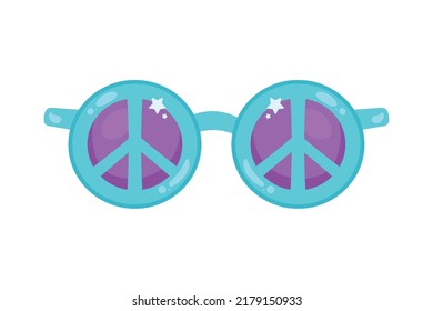 hippie sunglasses with peace symbols icon