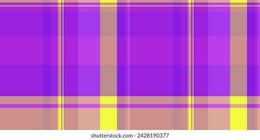 Hippie textile pattern texture, detailed background plaid check. Household seamless tartan vector fabric in violet and purple color.