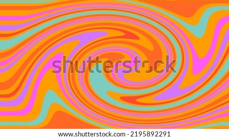 Hippie trippy retro background for psychedelic 60s 70s parties with bright acid rainbow colors and groovy liquid swirl pattern in pop art style.