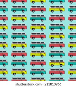 hippie vans red, turquoise and yellow - vector illustration