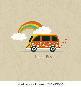 Hippie Van.Vector Illustration