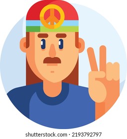 Vector hippie sobre fondo blanco. icono de vector aislado