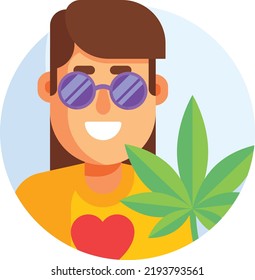 Hippie vector on white background. isolated Vector icon