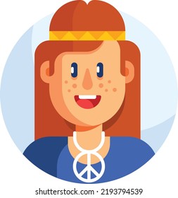 Hippie vector on white background. isolated Vector icon