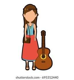 Hippie woman cartoon