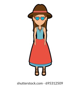 Hippie woman cartoon