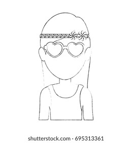 Hippie woman cartoon