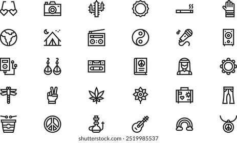 Hippies icons High-Quality Vector Icons Collection with Editable Stroke. Ideal for Professional and Creative Projects.