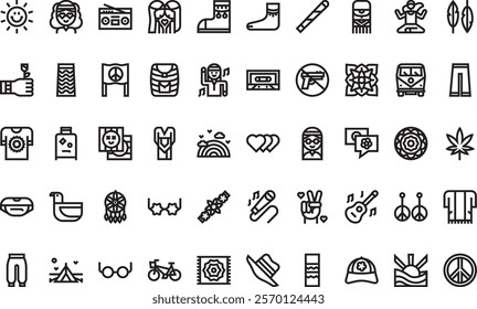 Hippies icons  High-Quality Vector Icons Collection with Editable Stroke. Ideal for Professional and Creative Projects.