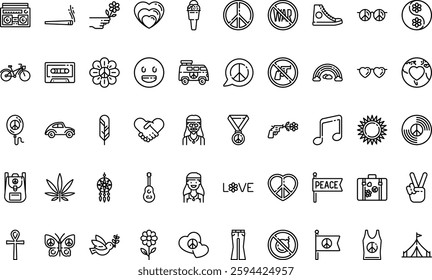 Hippies icons High-Quality Vector Icons Collection with Editable Stroke. Ideal for Professional and Creative Projects.