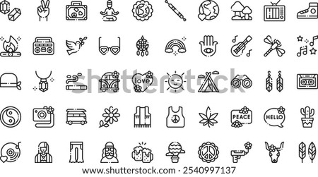Hippies icons High-Quality Vector Icons Collection with Editable Stroke. Ideal for Professional and Creative Projects.