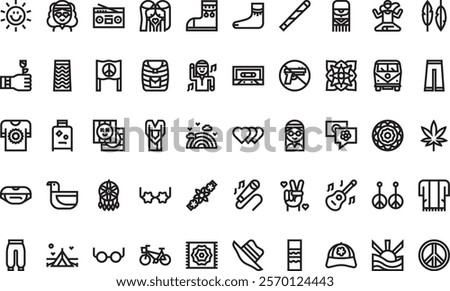 Hippies icons  High-Quality Vector Icons Collection with Editable Stroke. Ideal for Professional and Creative Projects.