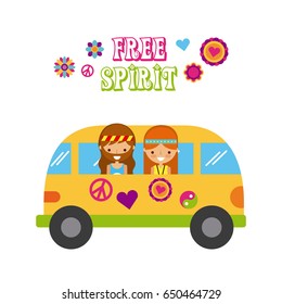 hippies scenery cartoon