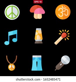 Hippies set icons stock vector illustration