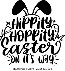 Hippity Hoppity Easter Black SVG