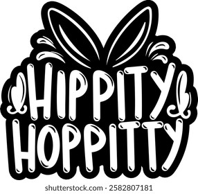 hippity hoppity happy easter black vector graphic design and cut file