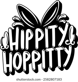 hippity hoppity happy easter black vector graphic design and cut file